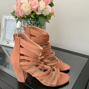 Forever 21 Rusty Rose Suede Strappy Heels